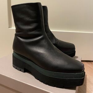 COCLICO Black Leather Platform Heeled Boots